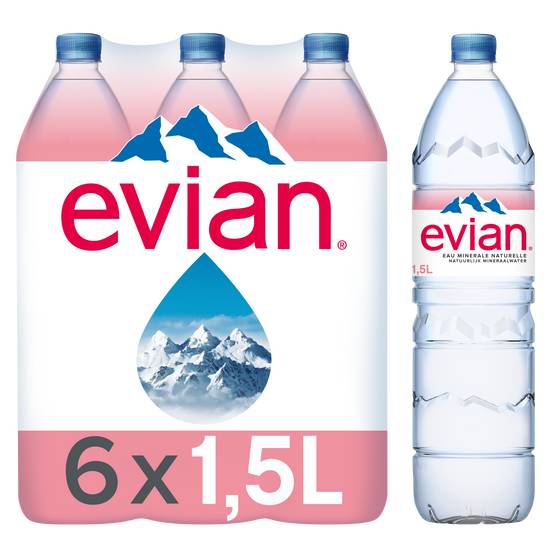 Evian - Eau minérale naturelle (6 pièces, 1,5 L)
