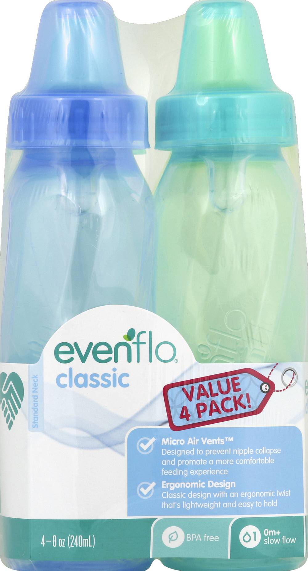 Evenflo Classic Slow Flow Standard Neck Bottles (4 pack)