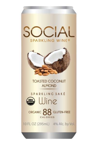 Social Toasted Coconut Almond Sparkling Sake Wine (4x 310ml cans)