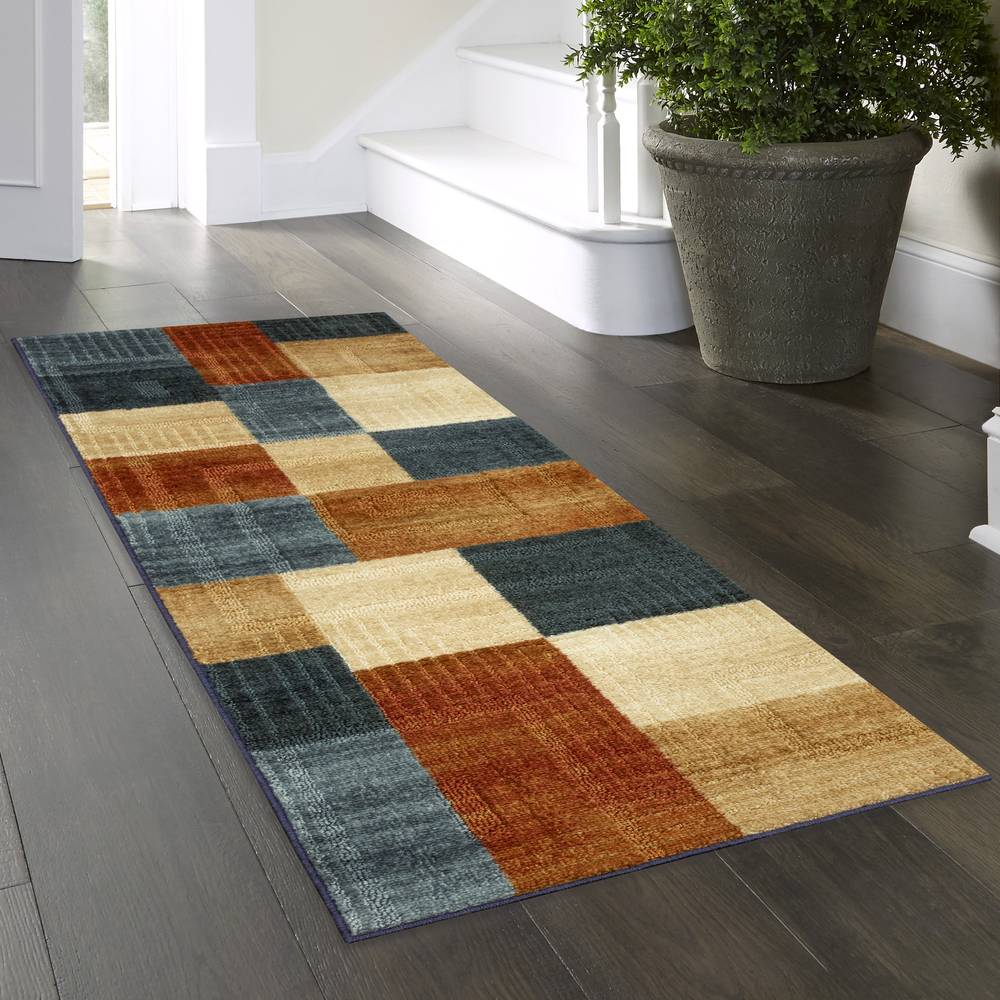 allen + roth with STAINMASTER 2 X 6 (ft) Indoor Geometric Mid-century Modern Machine Washable Runner Rug | B5174714