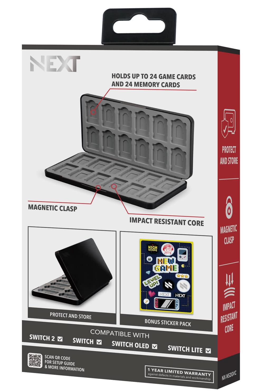 NEXT - Game Vault Case for Nintendo Switch 2 and Switch - Black