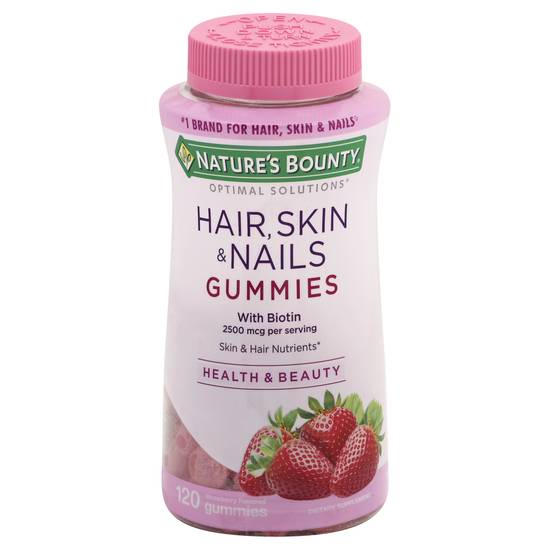 Nature's Bounty Strawberry Flavored 2500 Mcg Hair Skin & Nails Gummies