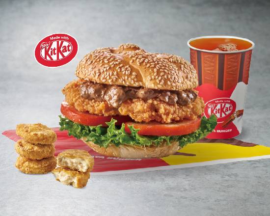 KITKAT®奇脆漢堡餐 KITKAT® XL Mr.Burger with Spicy Deep-Fried Chicken Combo