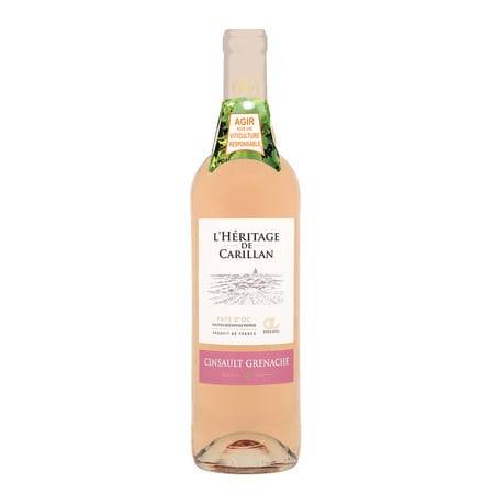 Vin Rosé Languedoc Roussillon IGP Pays d'OC Cinsault - Grenache L'HERITAGE DE CARILLAN CINSAULT ET GRENACHE - La bouteille de 75cL