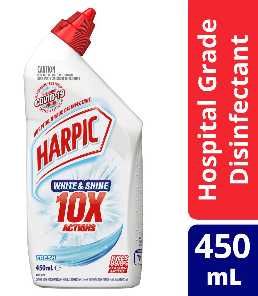 Harpic White & Shine Bleach Disinfectant Toilet Cleaner, Fresh (450mL)