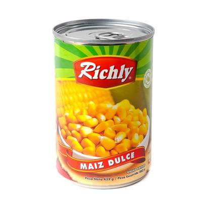 Richly maíz dulce entero (lata 432 g)