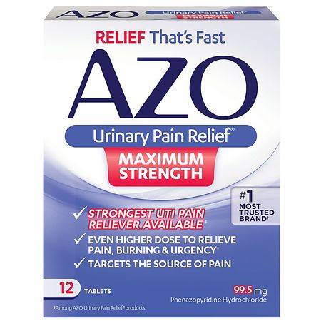 Azo Maximum Strength Urinary Pain Relief Tablets (12 ct)