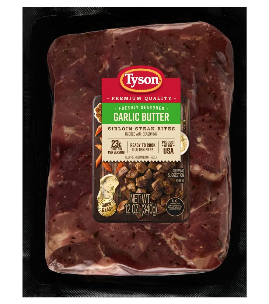 Tyson® Sirloin Steak Bites Garlic Butter Freshly Seasoned Boneless Ready to Cook