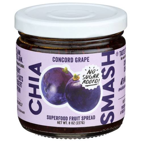 Chia Smash Superfood Fruit Spread Jam, Concord Grape (8 oz)