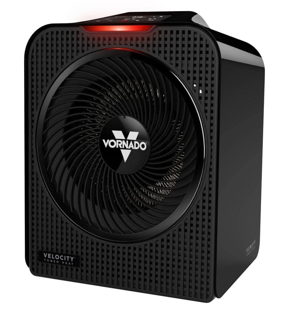 Vornado Forced Air Velocity 5 Whole Room 1500-Watt 5118 Btu Electric Space Fan Electric Heater Furnace, Black