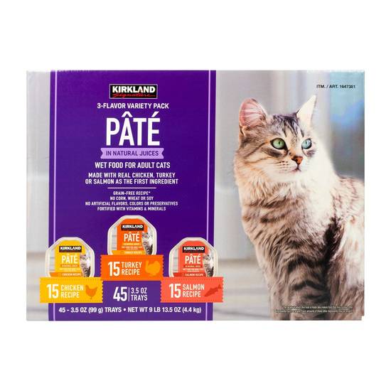Kirkland Signature Pate Cat Food Variety (45 x 3.5 oz)