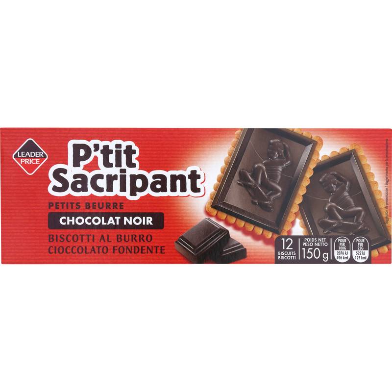 Leader Price - Biscuits petits beurre (12 unités) (chocolat noir )