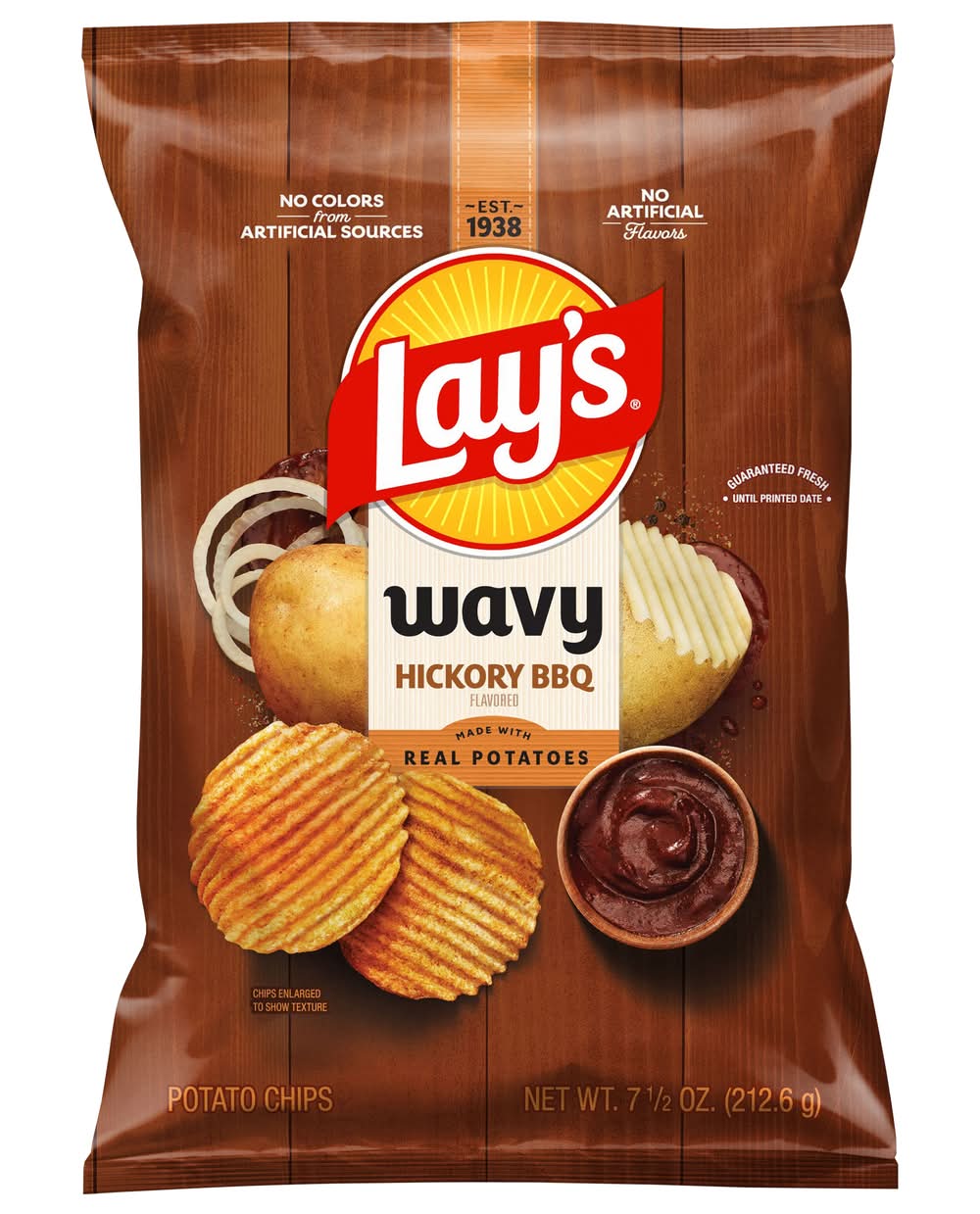 Lay's Wavy Potato Chips, Hickory Bbq (7.5 oz)