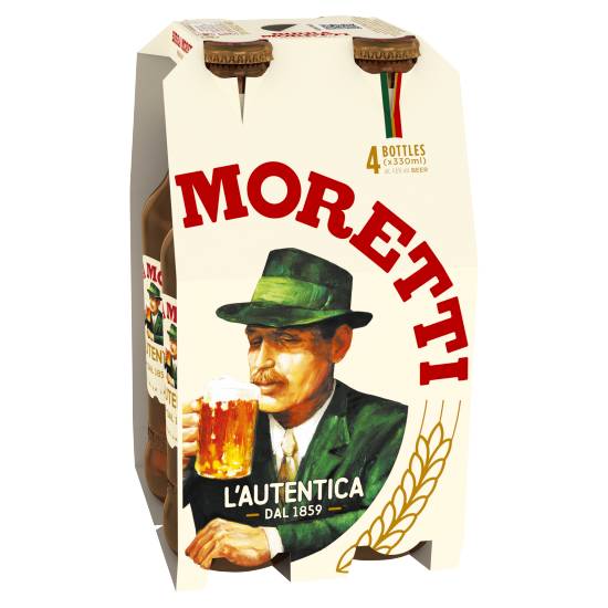 Birra Moretti Lager Beer Bottles (4 x 330ml)