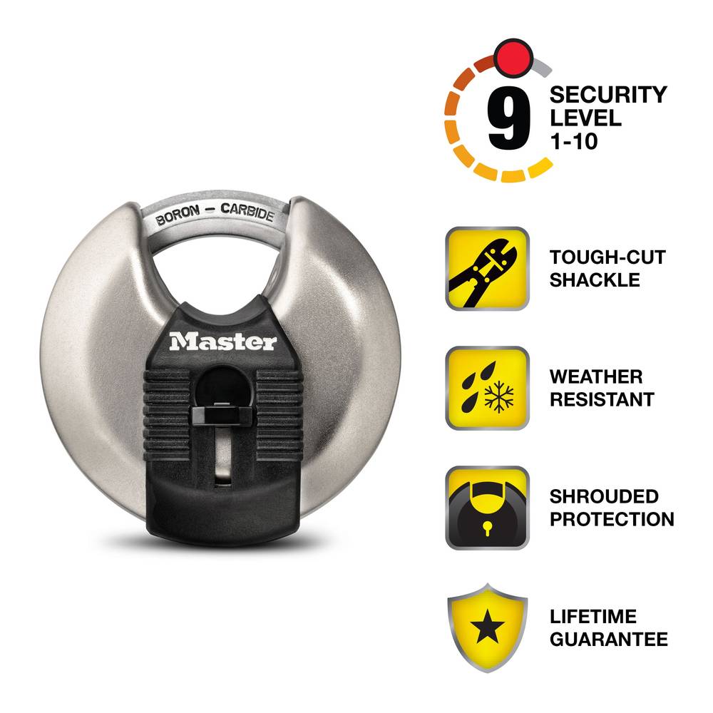 Master Lock Heavy Duty Shrouded Outdoor Keyed Padlock, 3-1/8-in Wide x 5/8-in Shackle | M50XKAD