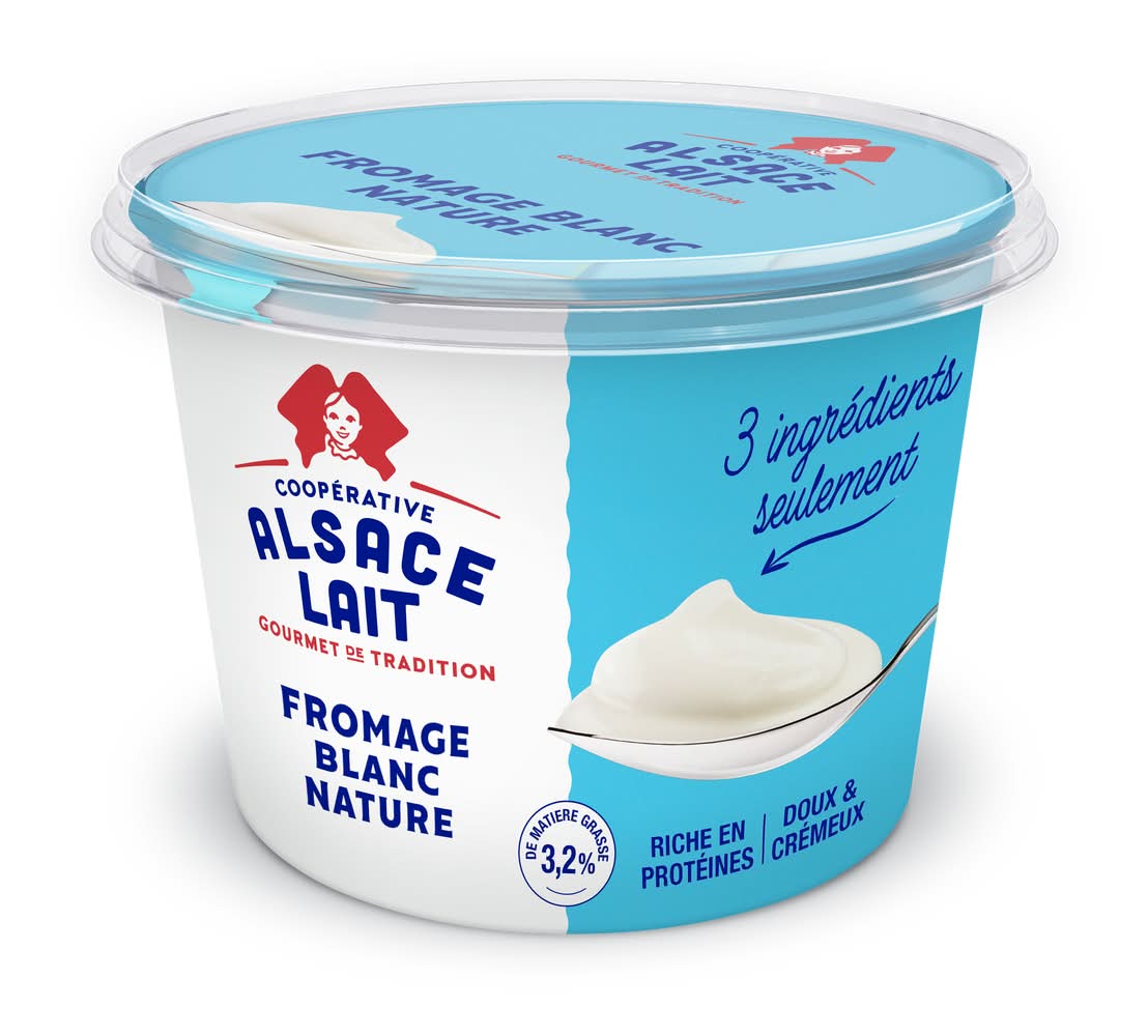 Alsace Lait - Fromage blanc nature au lait demi-écrémé 2.8% de matière grasse (1kg)