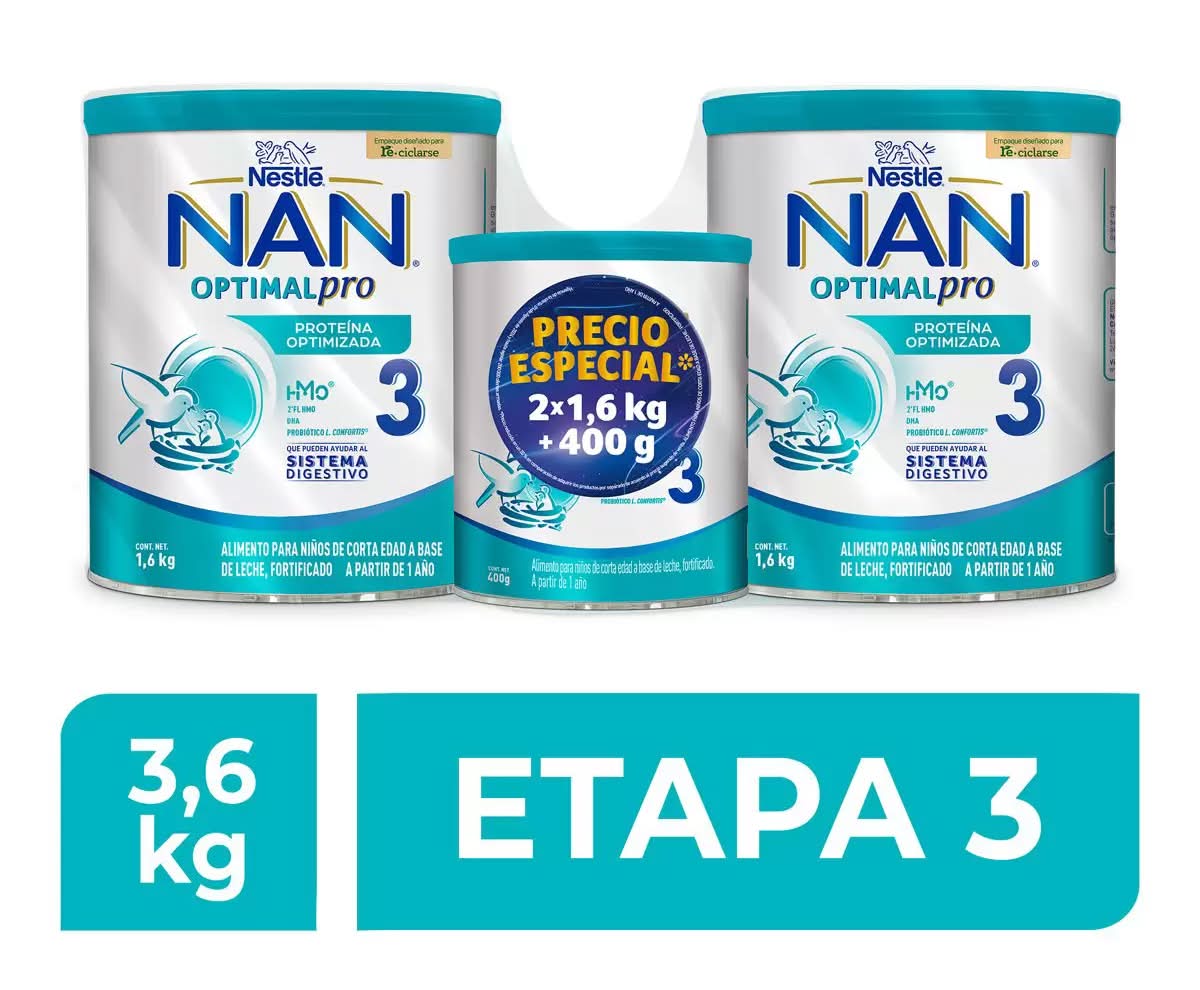 NAN · Optimal pro etapa 3 fórmula láctea infantil en polvo (3 un)