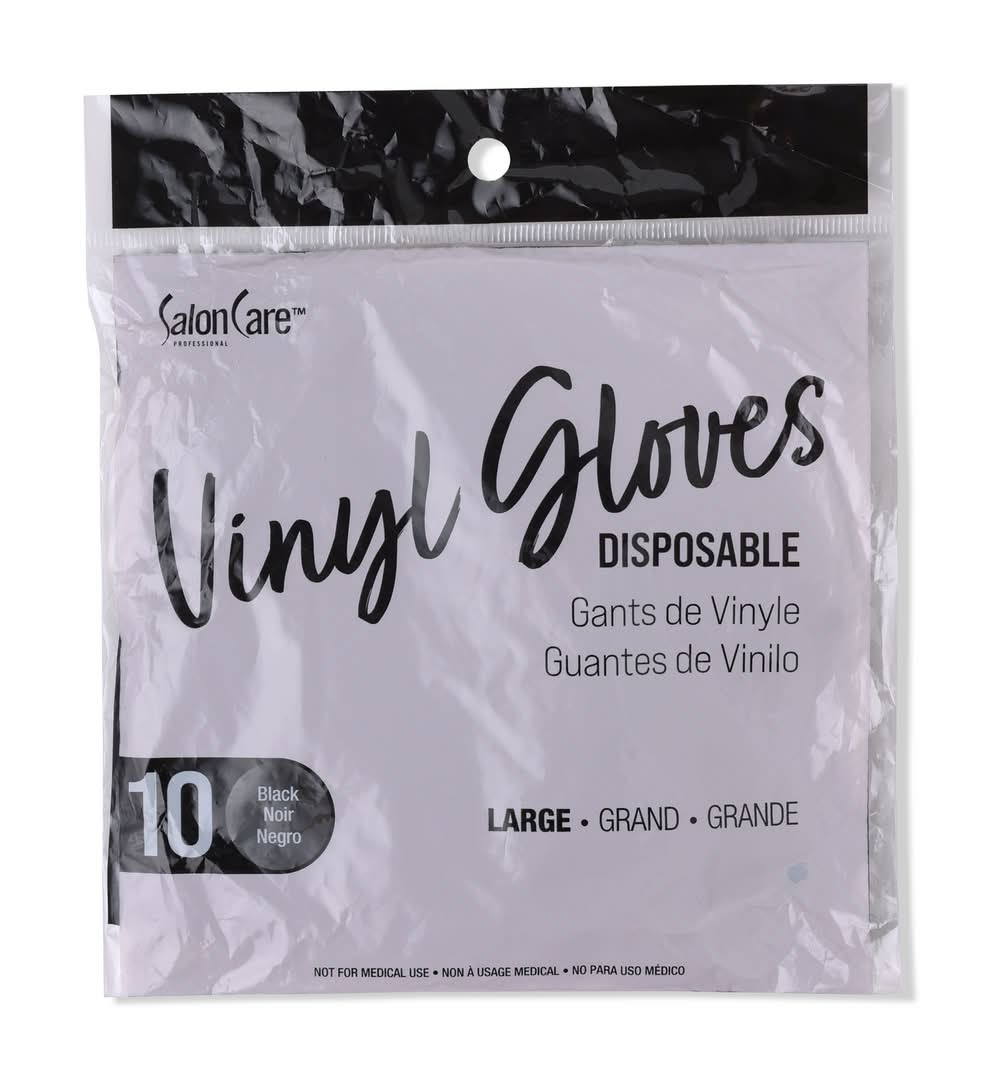 Large Black Vinyl Gloves 10ct