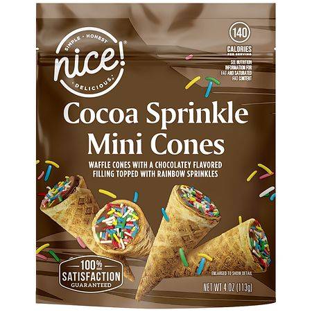 Nice! Cocoa Spinkle Mini Cones, Chocolate (4 oz)