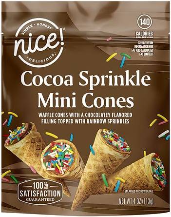 Nice! Cocoa Spinkle Mini Cones, Chocolate (4 oz)