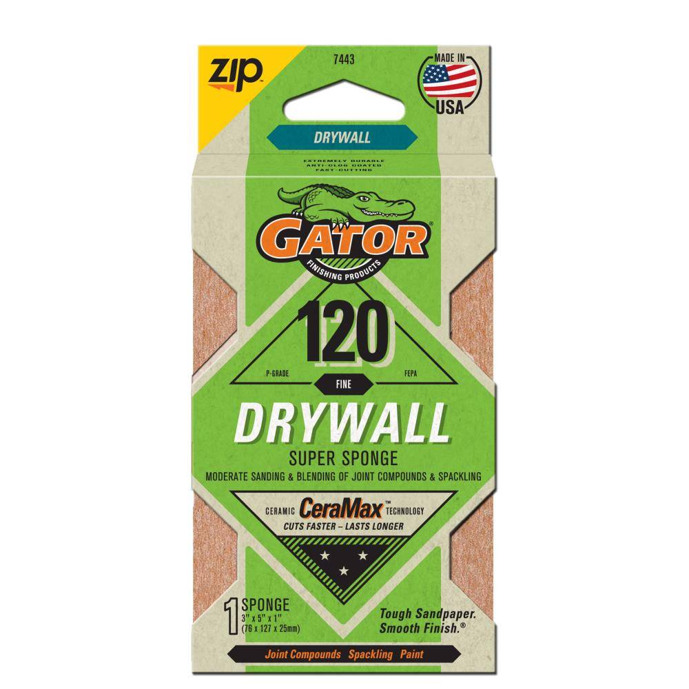 Gator Medium 120-Grit Sanding Sponge 5-in x 3-in | 7443