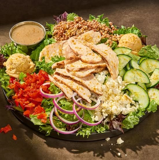 Mediterranean Chicken Greens with Grains Salad