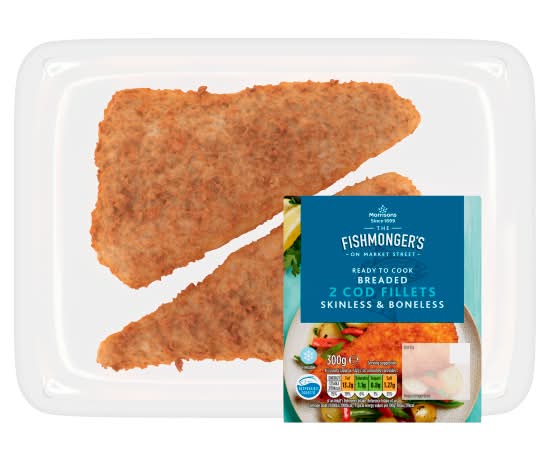 Morrisons The Fishmongers on Market Street Breaded Cod Fillets (2 pack)
