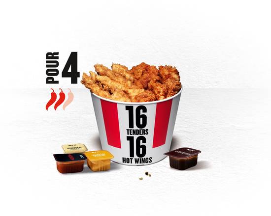 BUCKET 16 TENDERS® + 16 HOT WINGS®