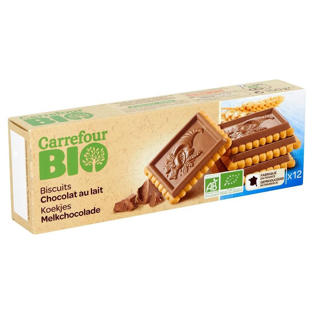 Carrefour Bio Biscuits Chocolat au Lait 12 Pièces 150 g