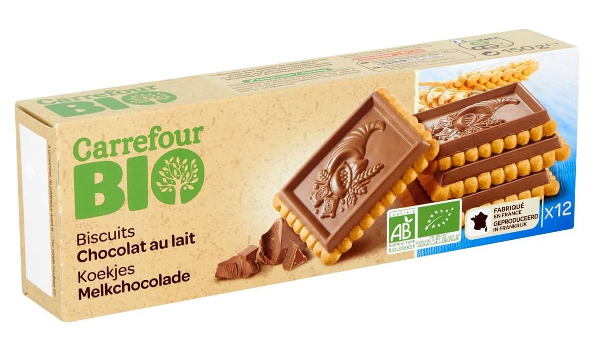 Carrefour Bio Biscuits Chocolat au Lait 12 Pièces 150 g