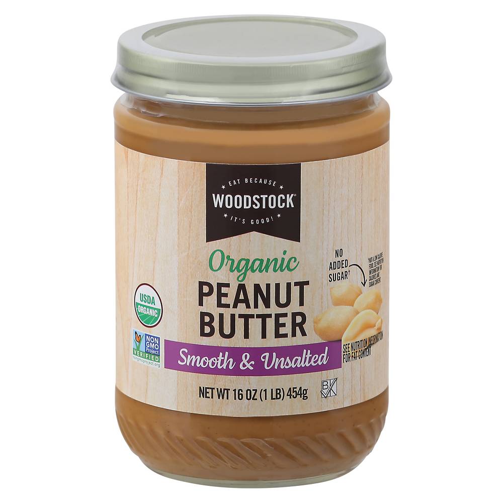 Woodstock Organic Unsalted Smooth Peanut Butter (1 lbs)