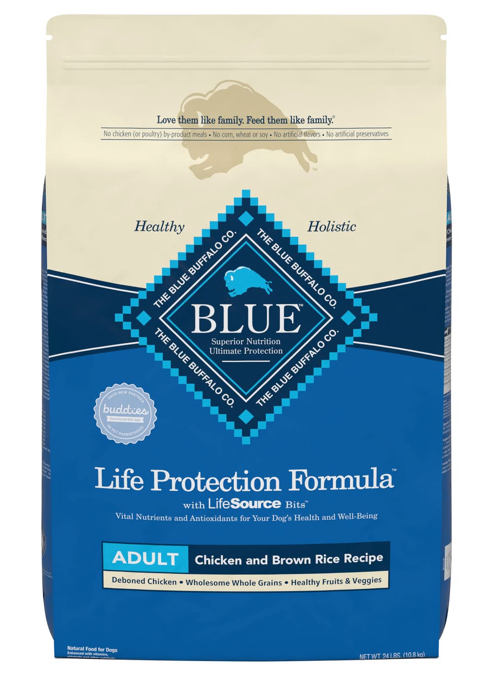 Blue Buffalo Life Protection Dry Dog Food, Chicken & Brown Rice, Adult (24 lbs)