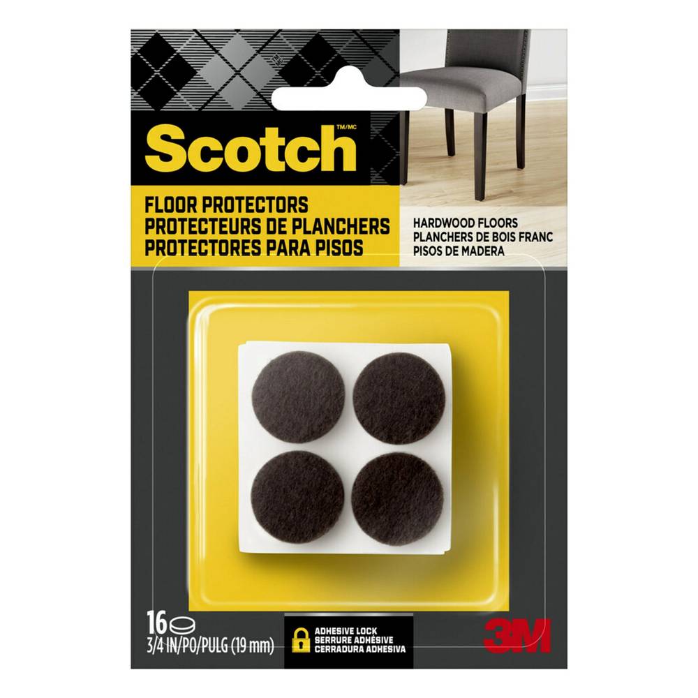 Scotch 16-Pack 3/4-in Brown Round Felt Furniture Pads | SP825-NA