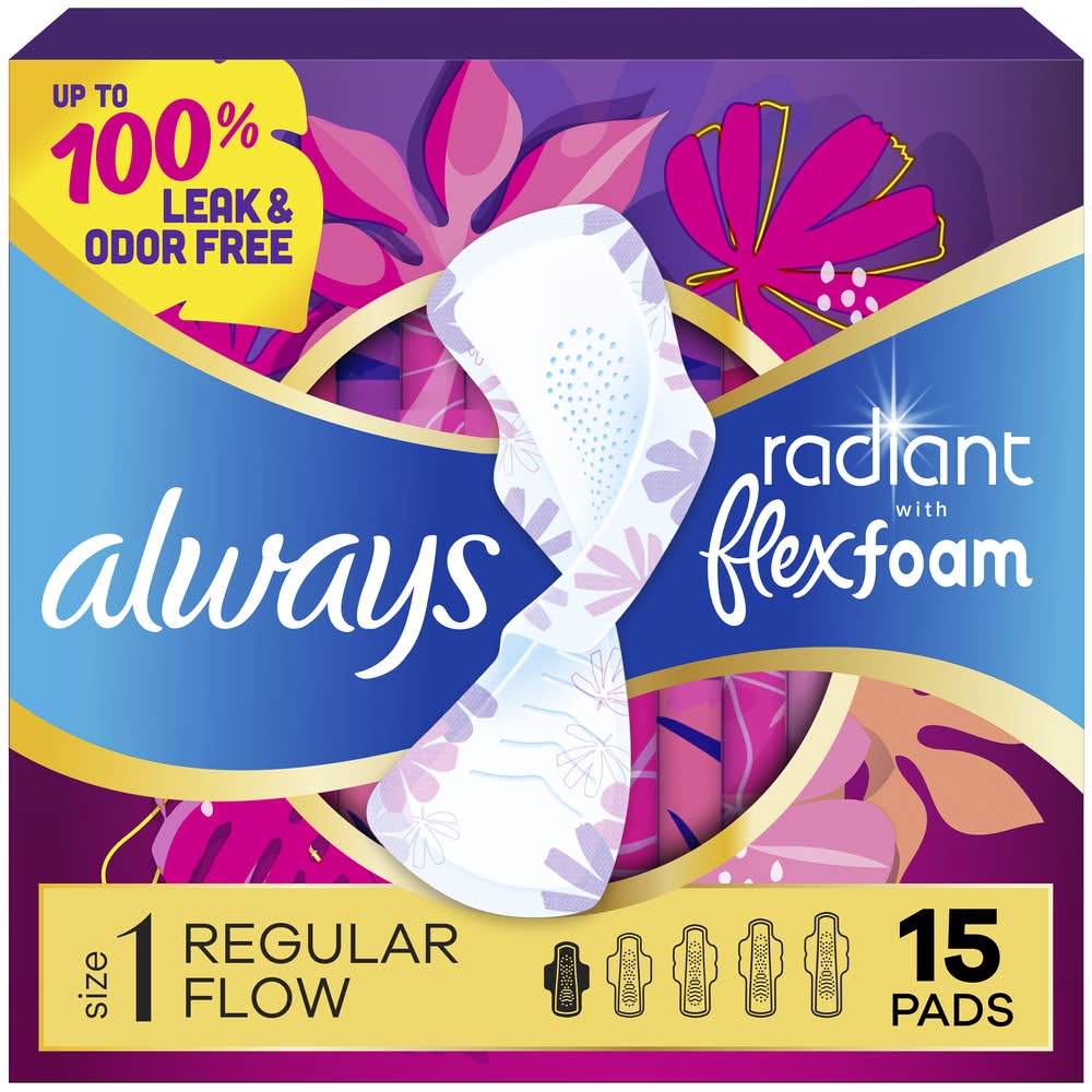 Always Radiant Regular Absorbency Scented Pads (4.8 oz, 15 ct)