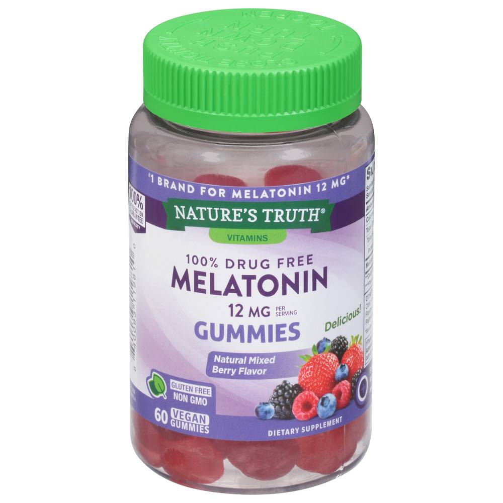 Nature's Truth Natural Mixed Berry Flavor Melatonin 12 mg Gummies (8 oz)