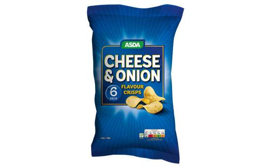 Asda Cheese & Onion Flavour Crisps 6 x 25g (150g)