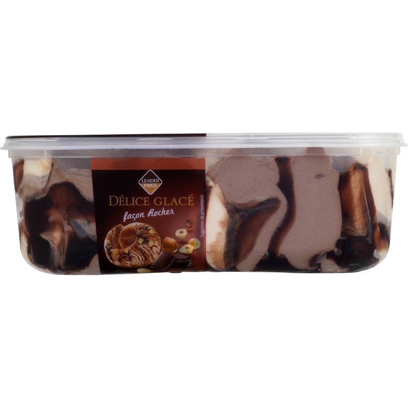 Leader Price - Délice glacé façon rocher, chocolat - noisettes (505g)