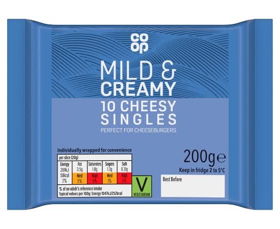 Co-op Mild & Creamy, Cheesy Singles Slices (10 pack)