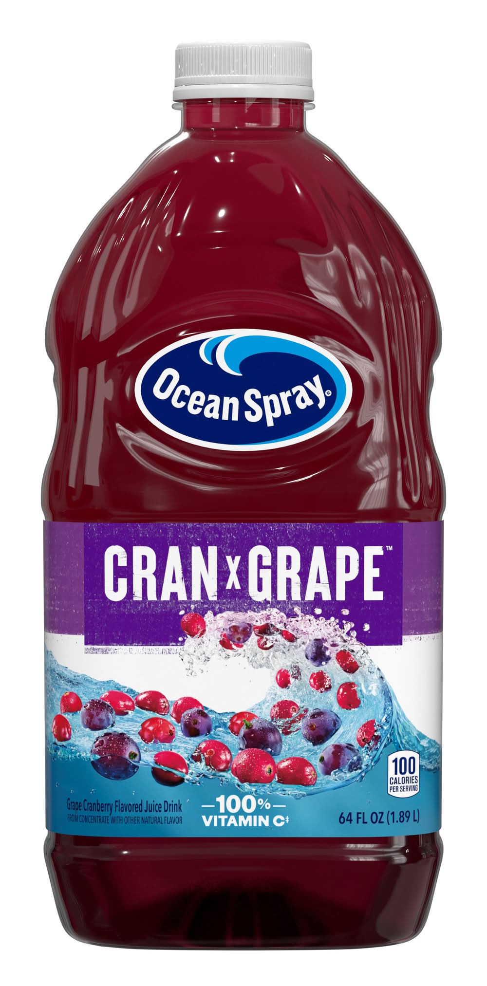 Ocean Spray 100% Vitamin C Juice, Cran-Grape (64 fl oz)