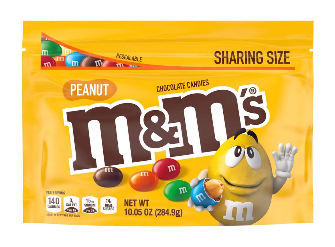 M&M's'S Peanut Milk Chocolate Candy Sharing Size 10.05 Oz Bag