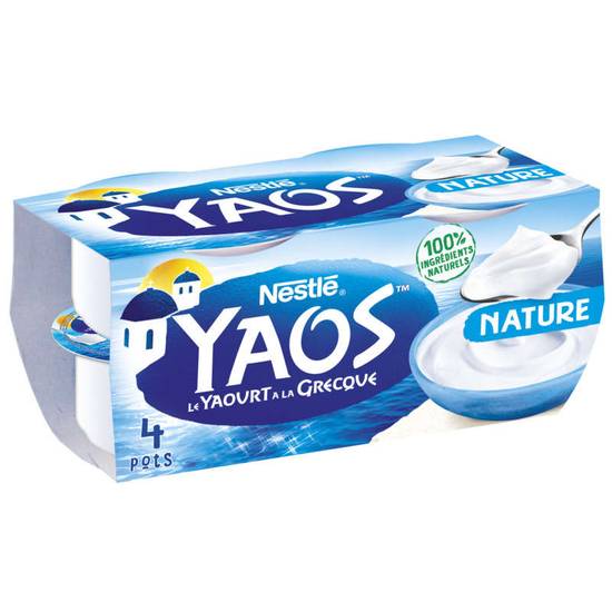 NESTLE - Yaourt à la Grecque nature - YAOS - 4 pots - 4x150g