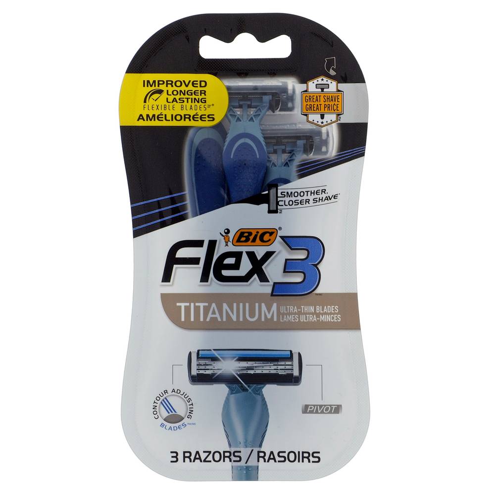 Bic flex 3 rasoirs en titane (3 unités)