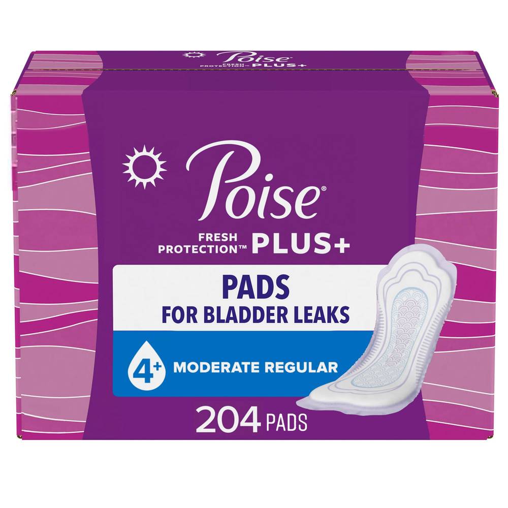 Poise Plus Moderate Absorbency Regular Pads, 204-count