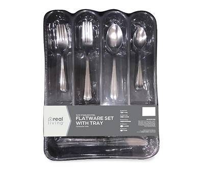 Real Living Flatware Set With Tray, Gray (50 ct)