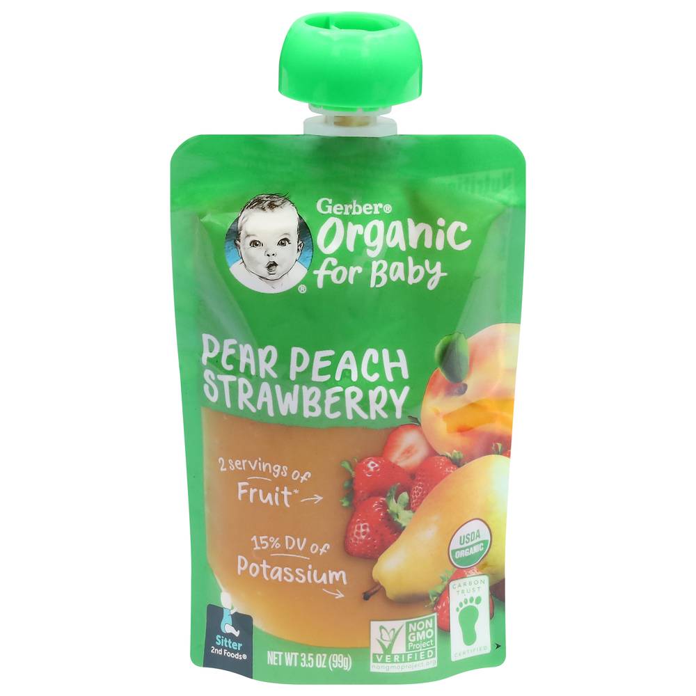 Gerber 2Nd Foods Baby Food Sitter Organic Pear Peach Strawberry (3.5 oz)