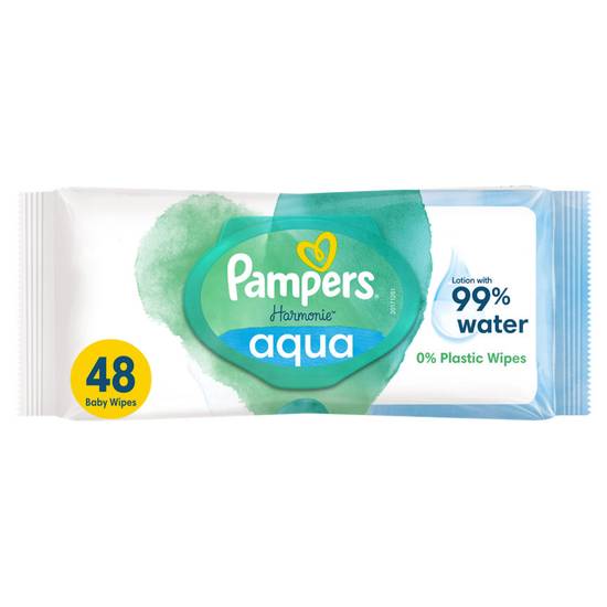 Pampers Harmonie Aqua Baby Wipes Plastic Free 1 Pack = 48 Wipes