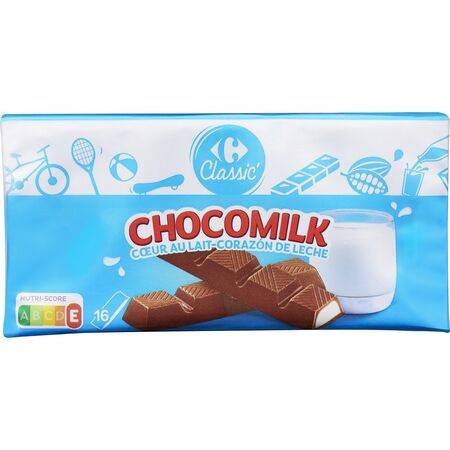 Barres chocolatées Chocomilk CARREFOUR CLASSIC' - le paquet de 16 - 200g
