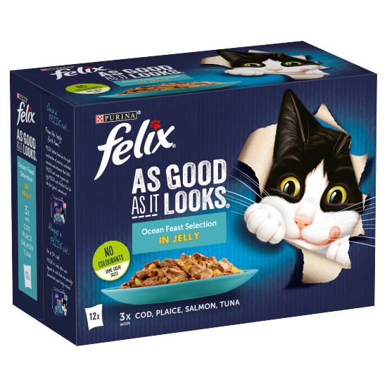 Felix Purina Ocean Feasts Fish Selection in Jelly Wet Cat Food (12 pack, 100 g)