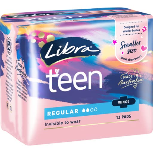 Libra Girl Regular Pads With Wings, Small (12 pack)