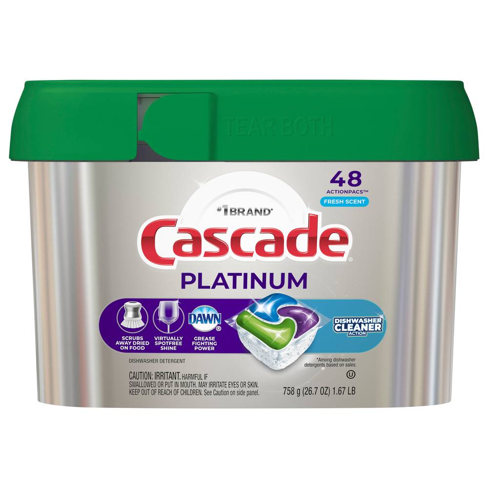 Cascade Platinum Fresh Scent Dishwasher Detergent + Cleaner Actionpacs (1.67 lbs)